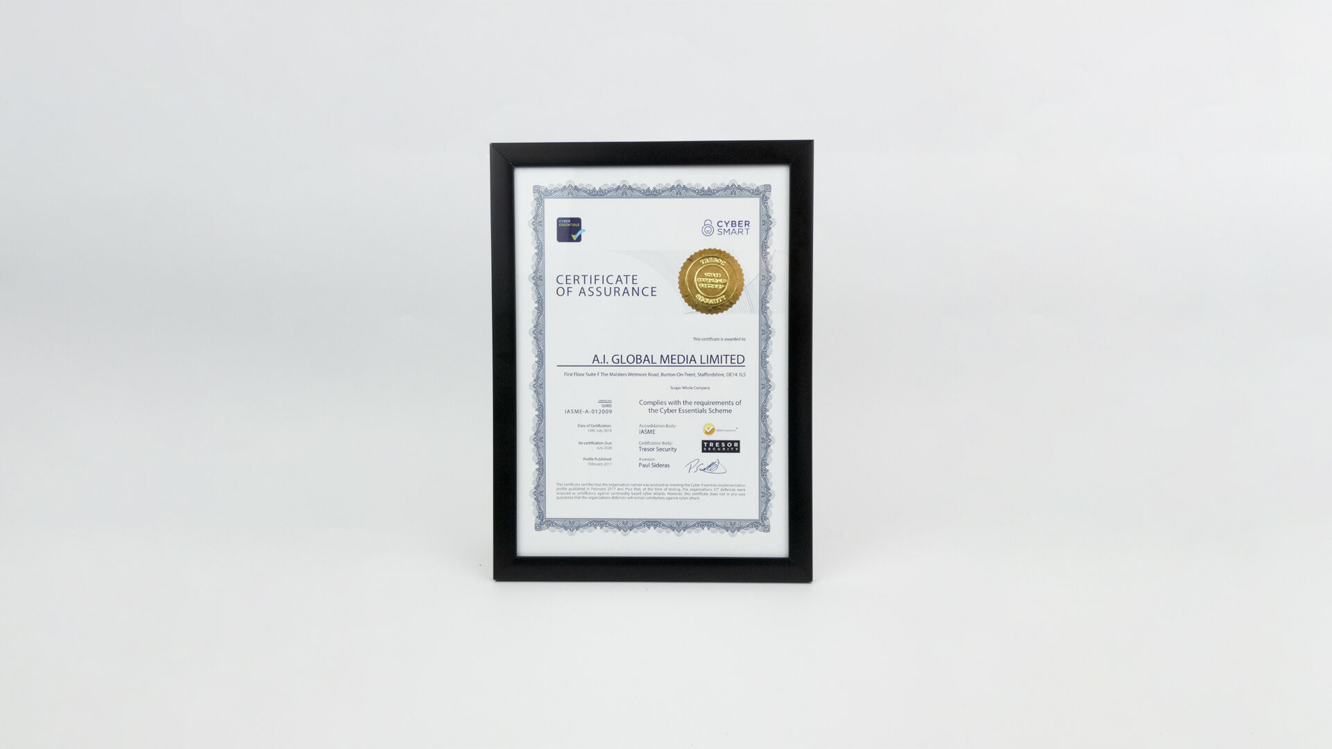 Cyber Essentials certificate